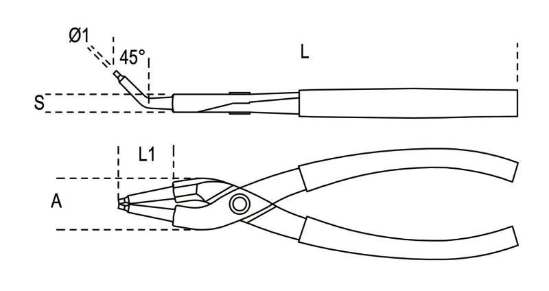 1033 180-INTERNAL CIRCLIP PLIERS 45°