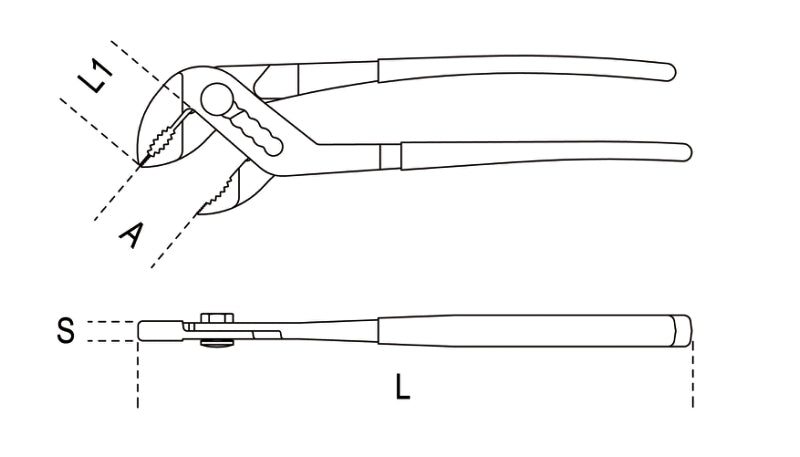 1047 180-SLIP JOINT PLIERS, BUTTON ADJU.