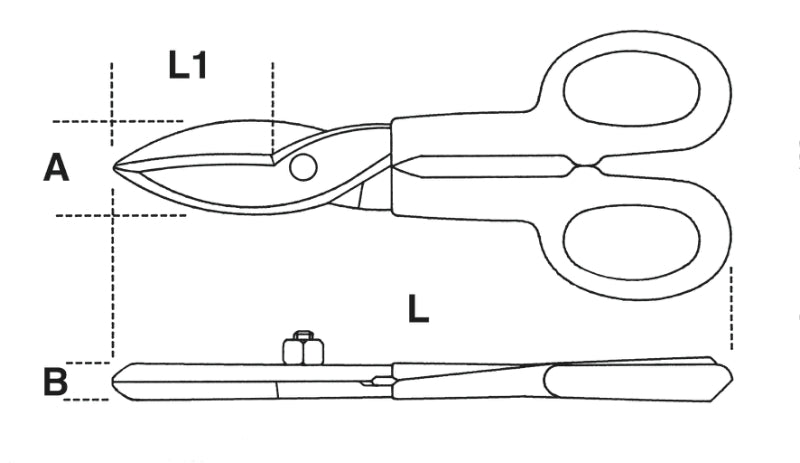 1112 300-TIN SNIPS STRAIGHT WIDE BLADES
