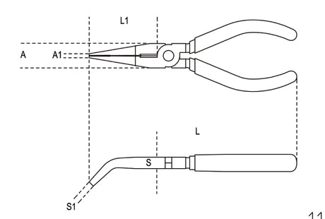1168 200-E.LONG BENT NEEDLE NOSE PLIERS