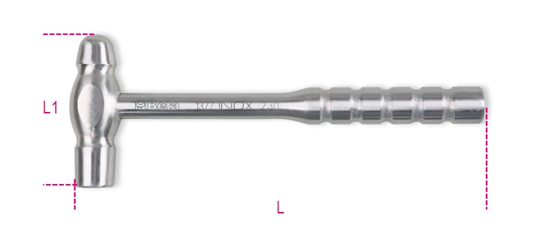 1377INOX 230-BALL PEIN HAMMERS ROUND