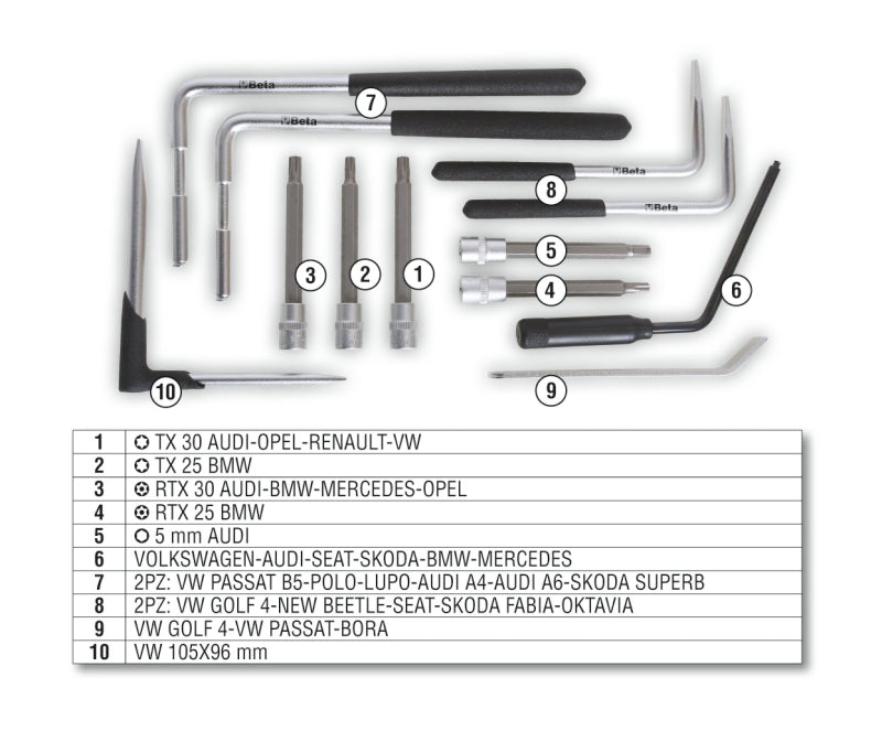 1437/C12-12 TOOLS FOR REMOVING AIR BAG