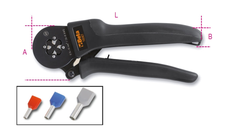 1606A6-CRIMPING PLIERS TUBULAR TERMIN.