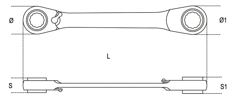 195AS 9/16X5/8-RATCHETING BI-HEX WR.