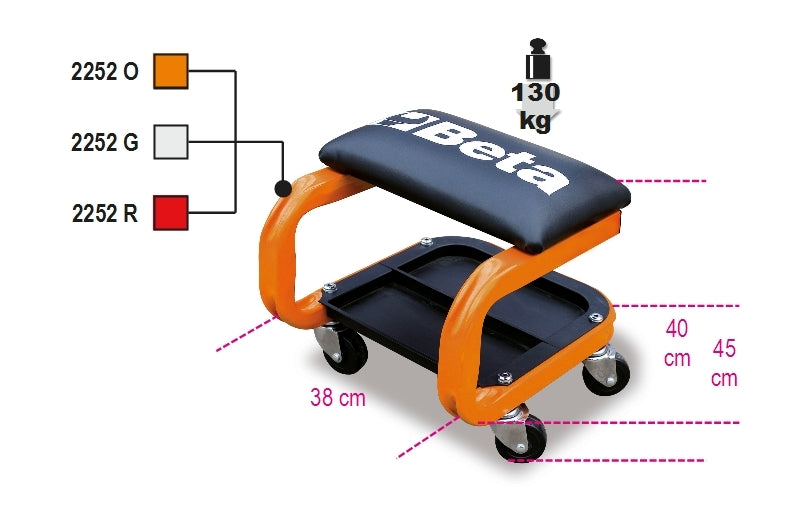 2252-O-SEAT WITH CASTORS ORANGE