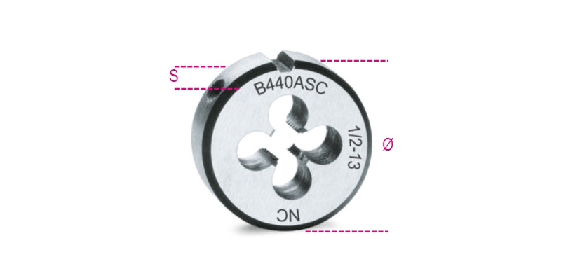 440ASC 1"-ROUND DIES COARSE PITCH UNC
