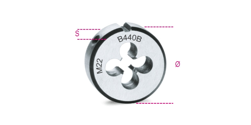 440B 18X2 - 5-ROUND DIES COARSE PITCH