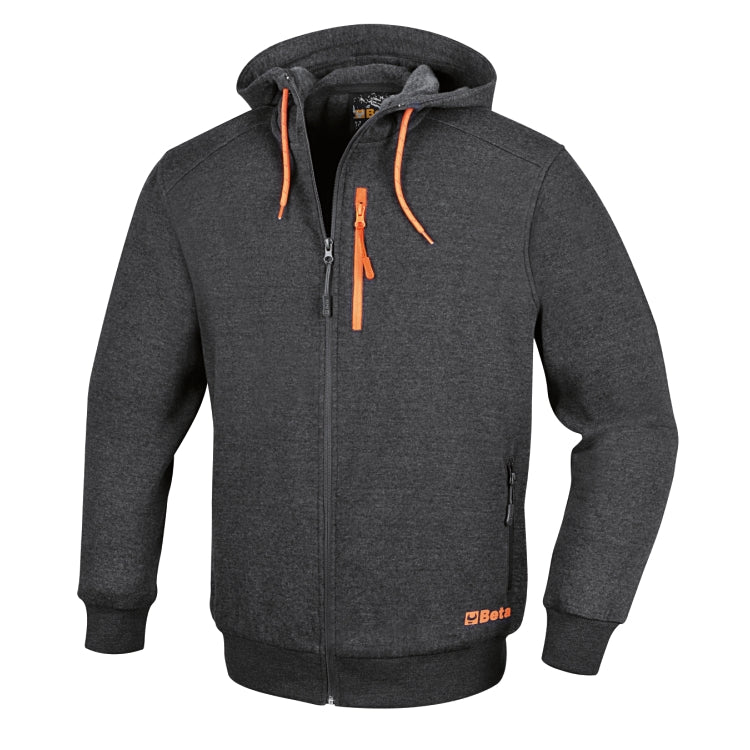 7665G HOODED FLEECE SWEATSHIRT GREY