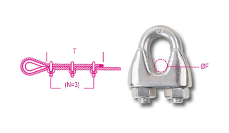 8216-2K 8-WIRE ROPE CLIPS 2PCS
