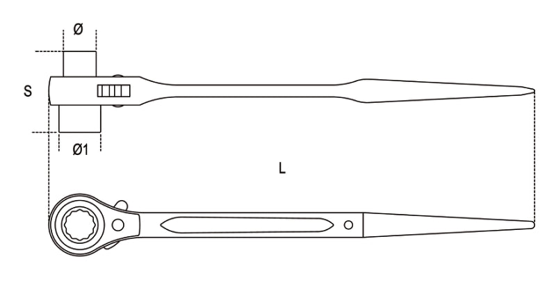 93C 17X19-RATCHET. WR. SCAFFOLDING BOLTS