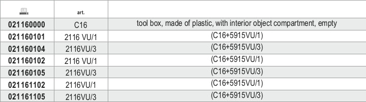 2116VU/3-TOOL BOX C16 + 74 TOOLS