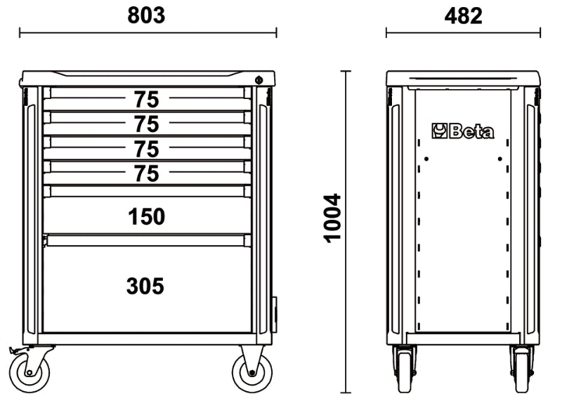 C37/6-R-MOBILE ROLLER CAB WITH 6 DRAWERS