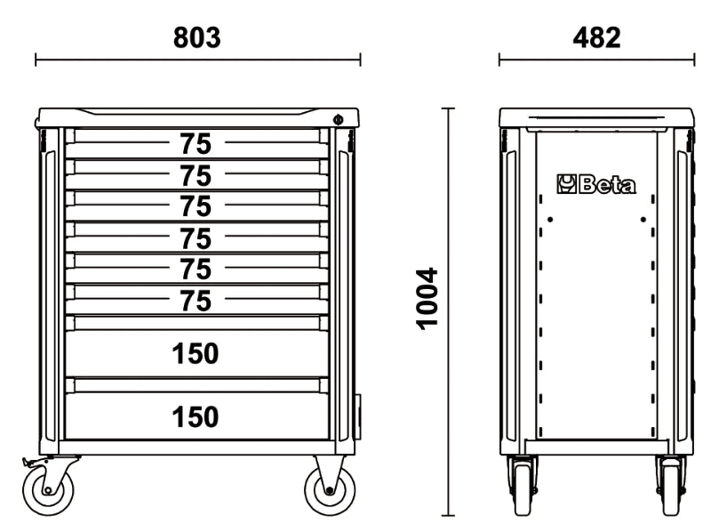 C37/8-G-MOBILE ROLLER CAB WITH 8 DRAWERS