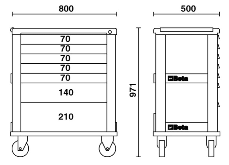 C39-7/R-MOBILE ROLLER CAB 7 DRAWERS RED