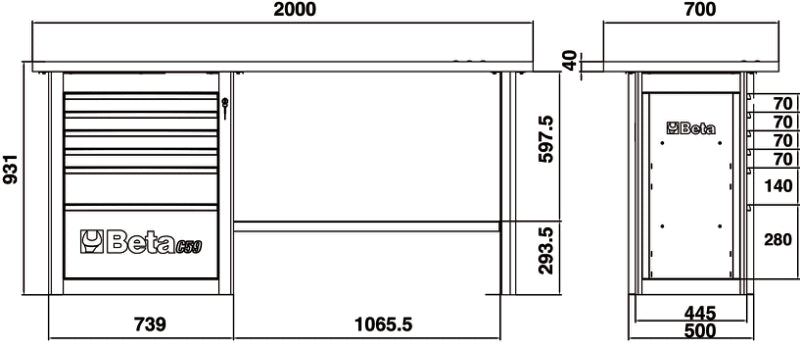 C59A-R-ENDURANCE WORKBENCH 6 DRAWERS