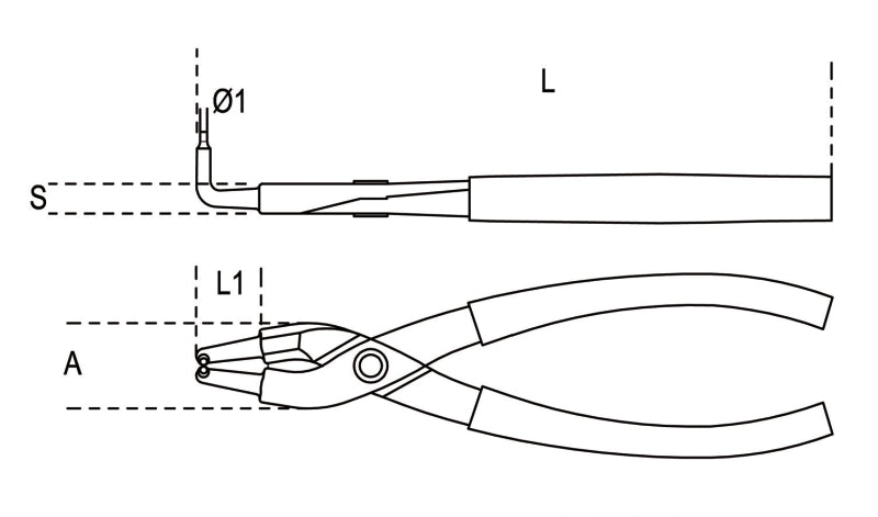 1034HS 170-INTERNAL CIRCLIP PLIERS - BENT
