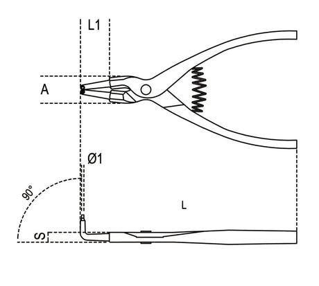 1038HS 175-EXTERNAL CIRCLIP PLIERS - BENT