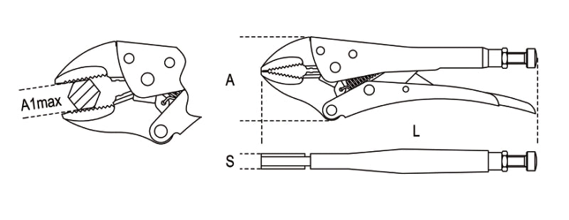 1055-SELF-LOCKING PLIERS CURVED JAWS