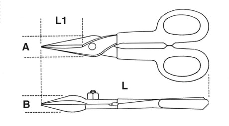 1114 350-TIN SNIPS STRAIGHT NARROW BLADE