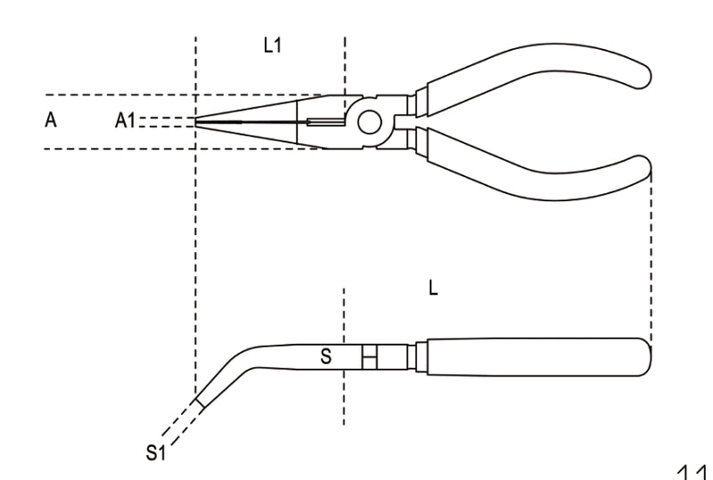 1164 200-E.LONG BENT FLAT NOSE PLIERS