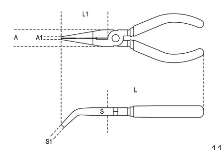 1168 160-E.LONG BENT NEEDLE NOSE PLIERS