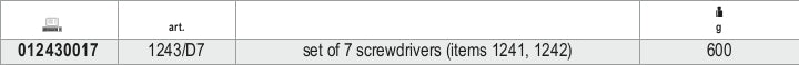 1243/D7Z-7 SCREWDRIVERS PL-PH IN BOX