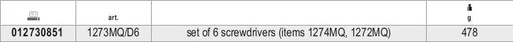 1273MQ/D6-6 SCREWDRIVERS HANGING PACK