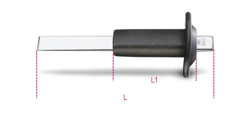 1342PM-EXTRA FLAT CHISEL W. HAND GUARD