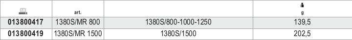 1380S/MR 1500-SPARE SHAFTS 1380S 1500