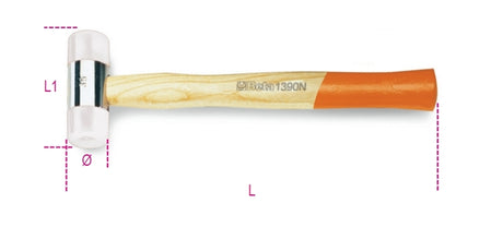 1390N 22-NYLON FACE HAMMER WOODEN SHAFT