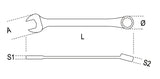 142C 10-RATCHET. COMB.WR.STRAIGHT SHORT