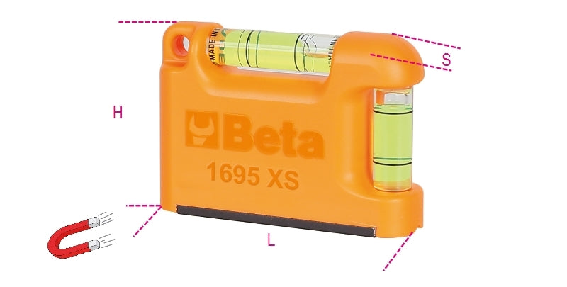 1695XS-POCKET SPIRIT LEVEL, MAGNET.BASE