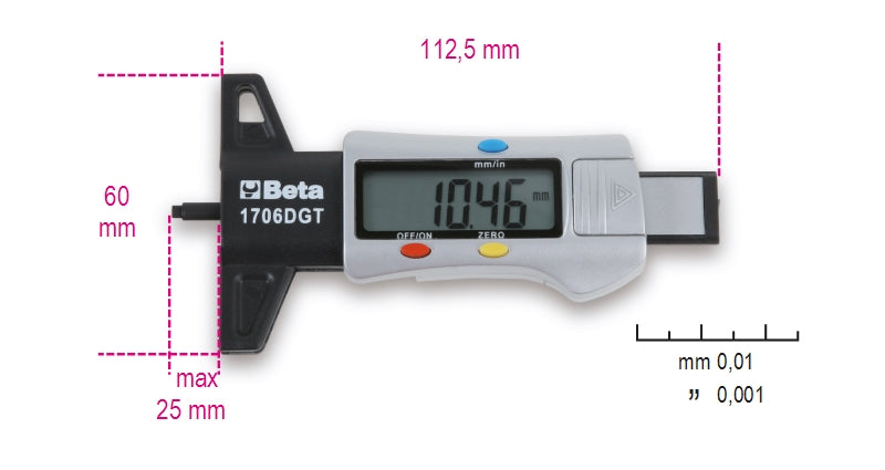 1706DGT-DIGITAL DEPTH GAUGE TYRE THREADS