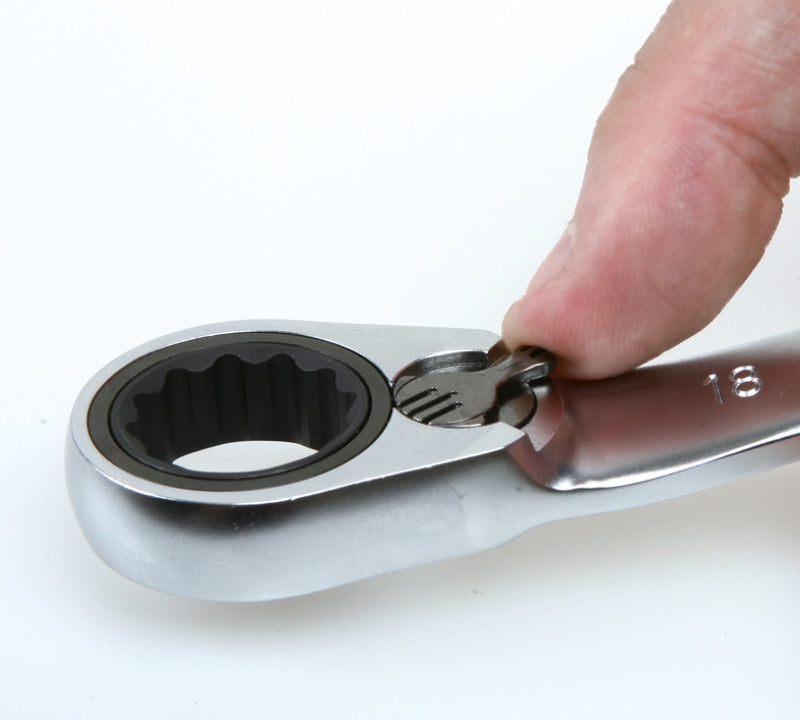 195P Reversible Ratcheting Offset Bi-Hex Ring Wrench