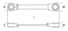 195P Reversible Ratcheting Offset Bi-Hex Ring Wrench