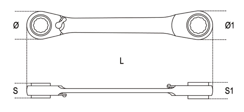 195 16X18-RATCHET. FLAT BI-HEX RING WR.