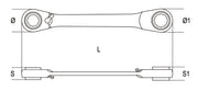 195 Double-Ended Flat Ratcheting Bi-Hex Ring Wrench