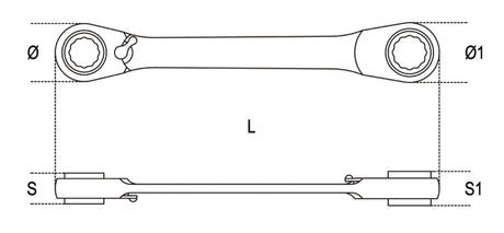 195 12X13-RATCHET. FLAT BI-HEX RING WR.