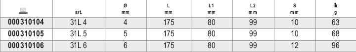 31/B6N-LSE-SET 6 PUNCHES FOR SPRING PINS