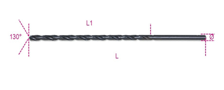 412XL 4 - 50-TWIST DRILLS EXTRA-LONG HSS