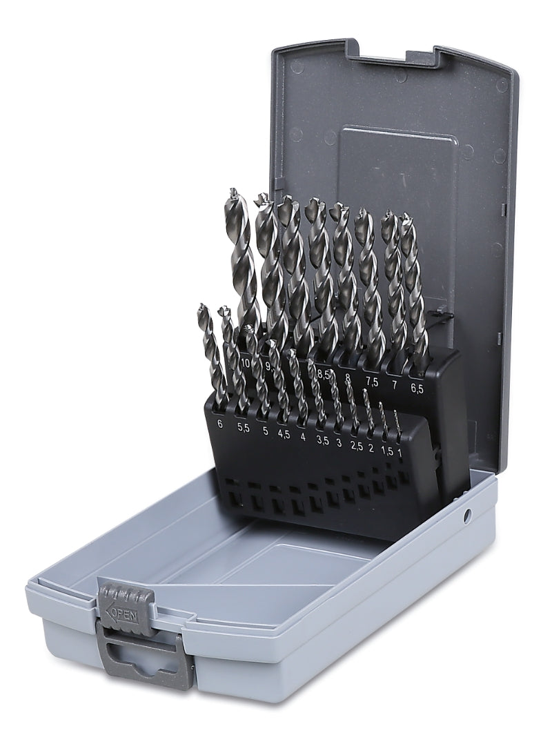 416P/SP19-SET 19 TWIST DRILLS CYLINDRIC.