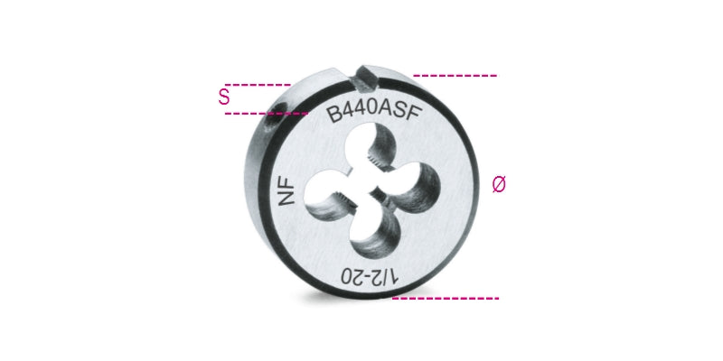 440ASF 9/16-ROUND DIES FINE PITCH UNF