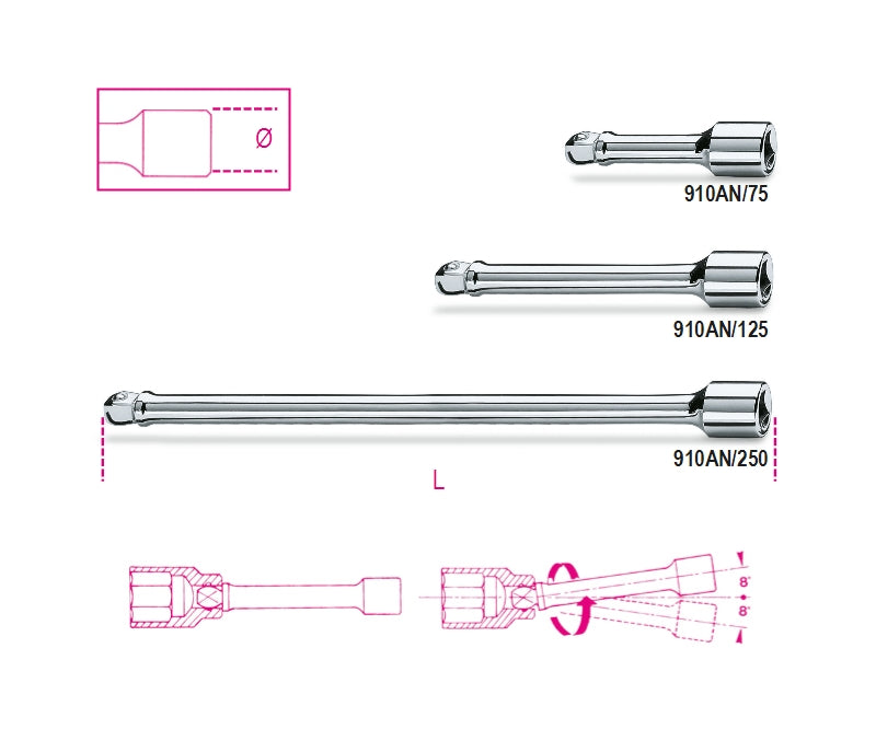 910AN/75-3/8" WOBBLE EXTENSION BARS