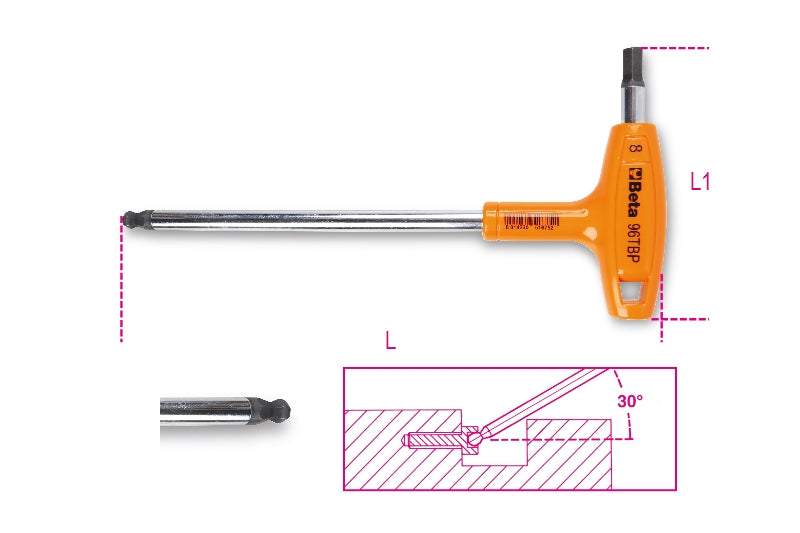 96TBP 2,5-BALL HEAD OFFSET HEX. KEY WR