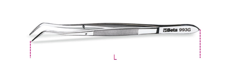 993G-PIN SPRING TWEEZERS CURVED ENDS