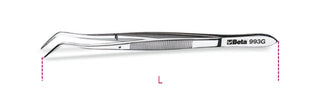 993G-PIN SPRING TWEEZERS CURVED ENDS