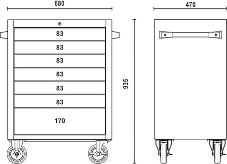 C04TSS/7-MOBILE ROLLER CAB 7 DRAWERS