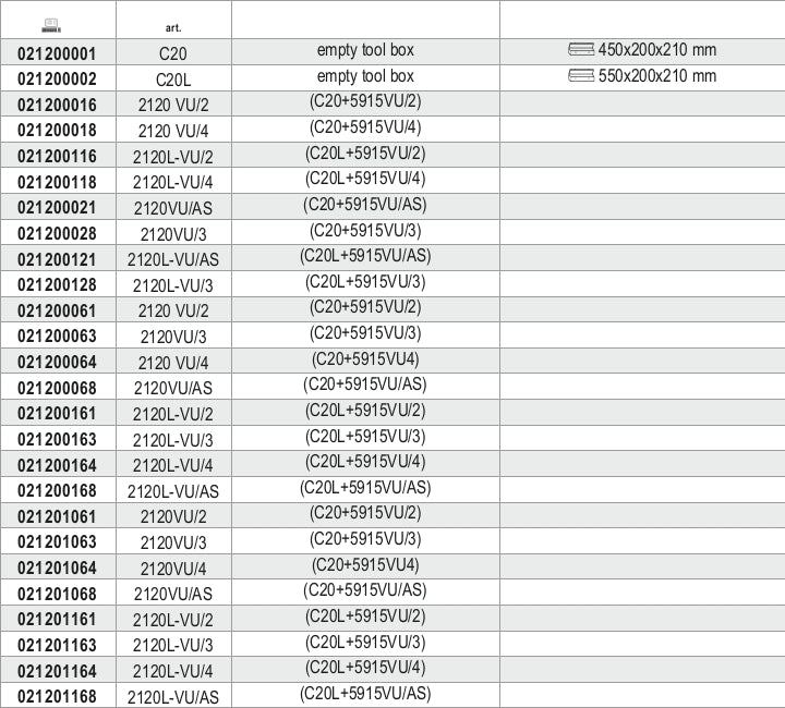 2120VU/3-TOOL BOX C20 + 74 PCS