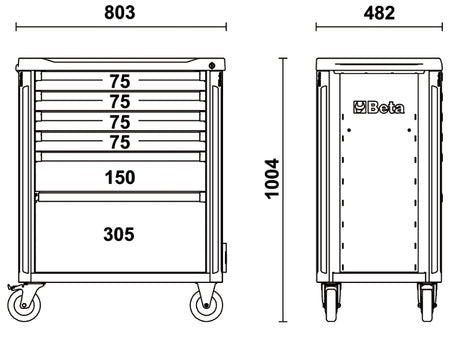 C37/6-G-MOBILE ROLLER CAB WITH 6 DRAWERS