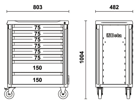 C37/8-O-MOBILE ROLLER CAB WITH 8 DRAWERS